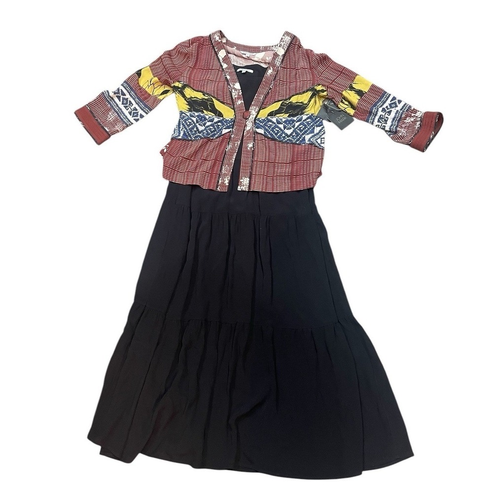 NWT John Mark 2 Piece Dress Set Size Medium Boho‎ Patchwork Cardigan Maxi Dress